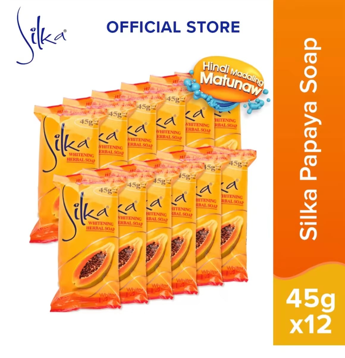 Silka Whitening Soap 14 Days 45g x6 | Savon Éclat à la Papaye Original – Pack de 6