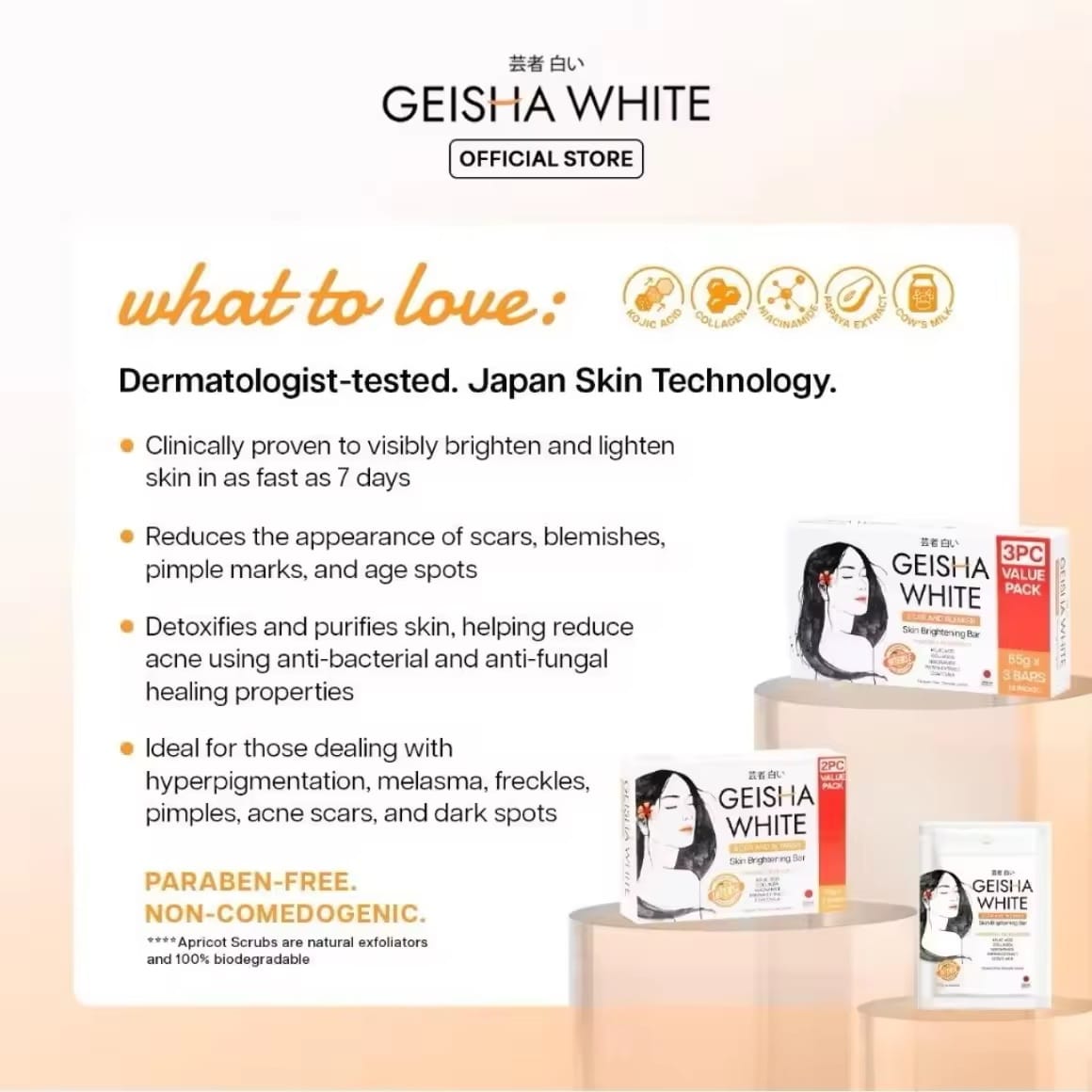 Geisha Whitening Intense Scar & Blemish Soap 65g x2 | Savon Éclat Anti-Taches – Lot de 2