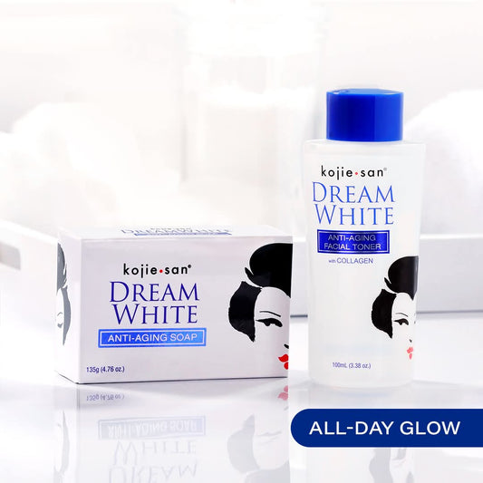 Gamme Complète Kojie San Dream White | Savon + Crème Visage + Lotion Corps pour un Teint Lumineux