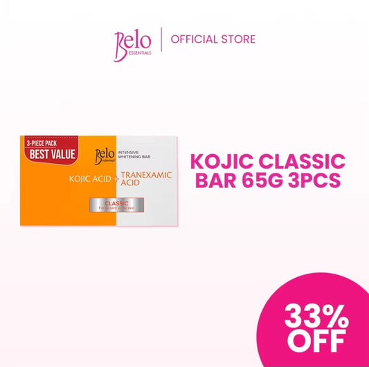 Belo Essentials Kojic Acid Soap 65g x3 | Savon Original à l'Acide Kojique – Lot de 3