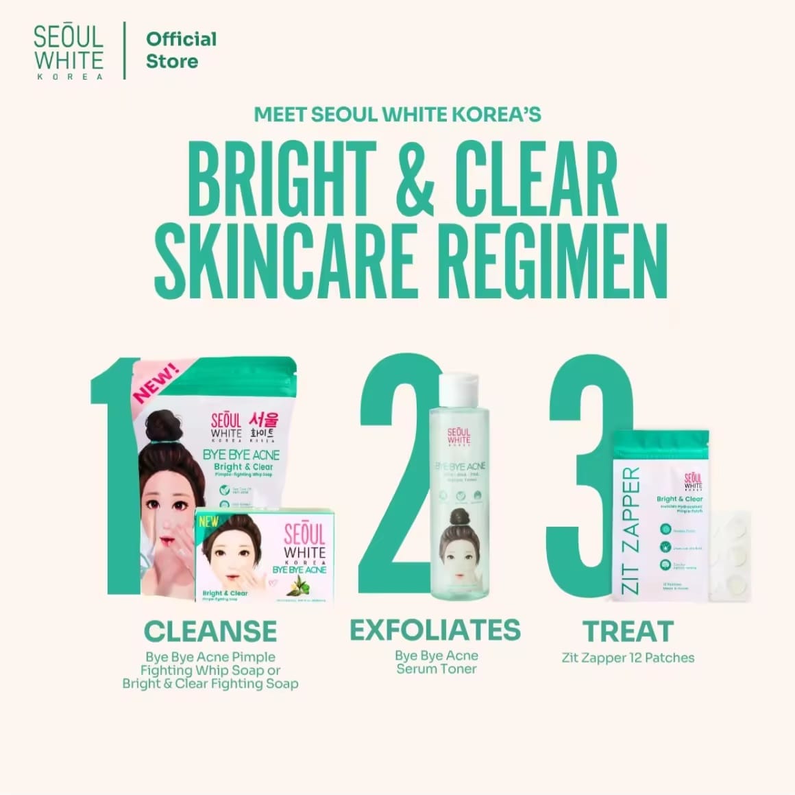 Seoul White Bye Bye Acne Soap 60g x2 | Savon Purifiant Anti-Imperfections – Lot de 2