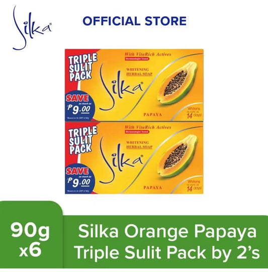 Silka Whitening Soap 14 Days 90g x3 | Savon Éclat à la Papaye Original – Lot de 3