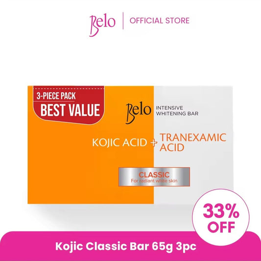 Belo Essentials Kojic Acid Soap 65g x3 | Savon Original à l'Acide Kojique – Lot de 3