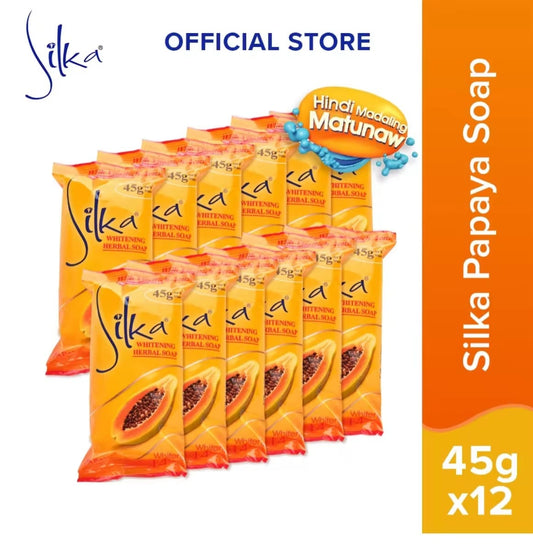 Silka Whitening Soap 14 Days 45g x6 | Savon Éclat à la Papaye Original – Pack de 6