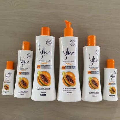 Silka Papaya Body Lotion SPF 6 Complexe 300 ml – Lotion Hydratante Éclat avec Protection Solaire