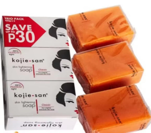 Kojie San Classic Skin Lightening Soap 100g x3 | Savon Original à l'Acide Kojique – Lot de 3