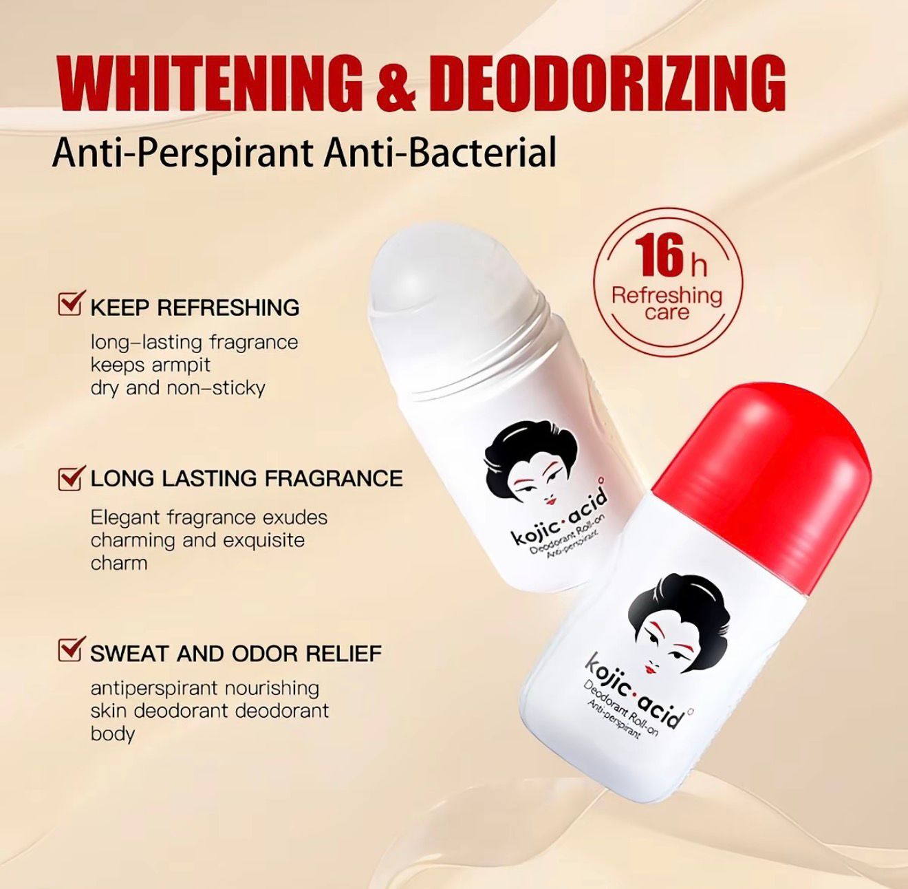 Kojic Acid Deodorant Roll-On – Déodorant Soin Corps à l’Acide Kojique