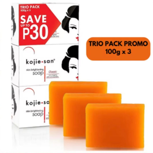 Kojie San Classic Skin Lightening Soap 100g x3 | Savon Original à l'Acide Kojique – Lot de 3