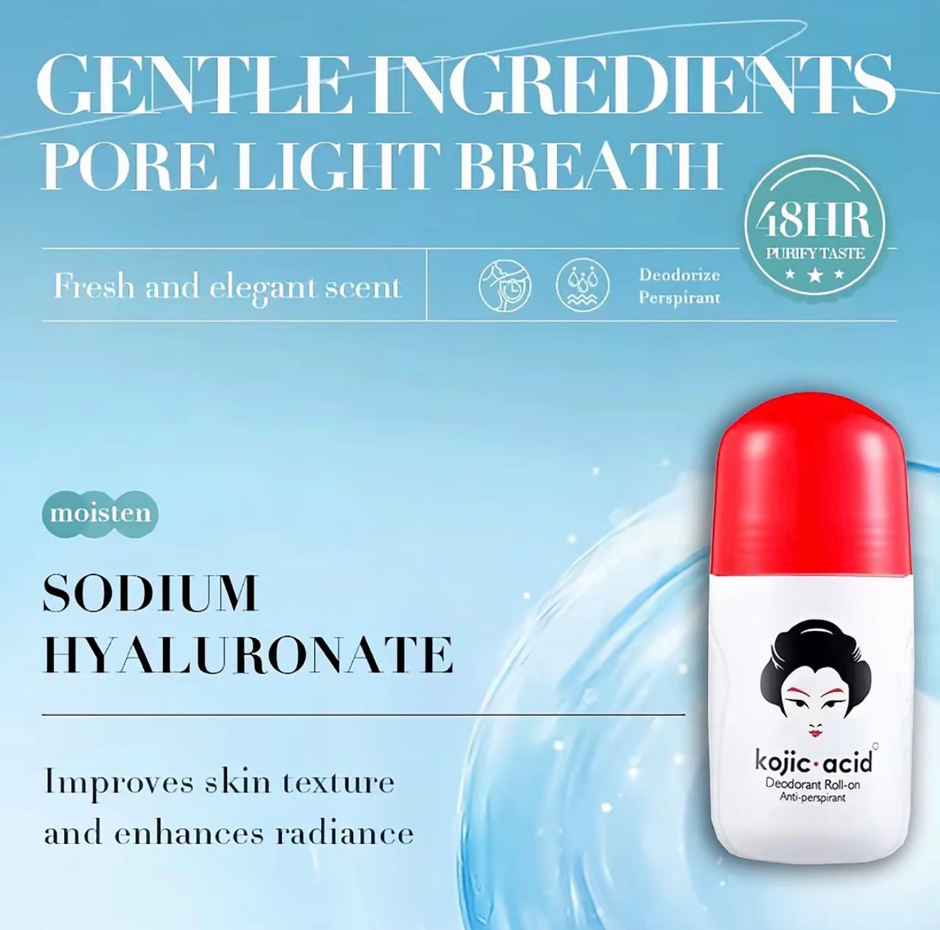 Kojic Acid Deodorant Roll-On – Déodorant Soin Corps à l’Acide Kojique