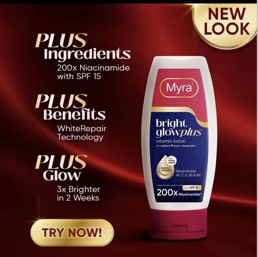 Myra Bright Glow+ Body Lotion SPF 15 200 ml – Lotion Hydratante Éclat & Protection Solaire