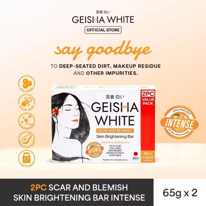 Geisha Whitening Intense Scar & Blemish Soap 65g x2 | Savon Éclat Anti-Taches – Lot de 2