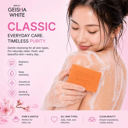 Geisha Whitening Classic Soap 65g x2 | Savon Éclat Original – Lot de 2