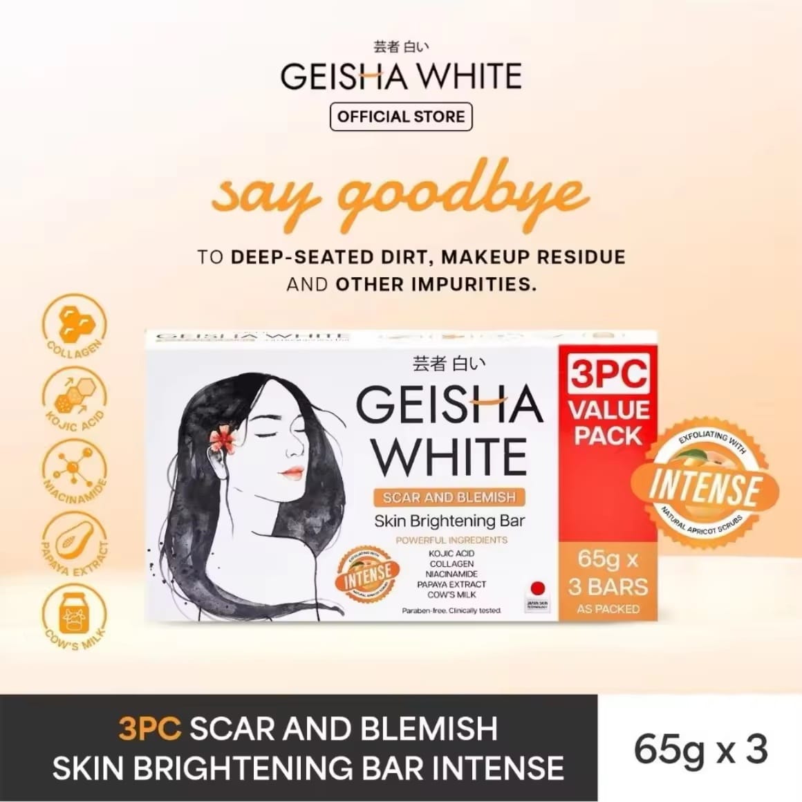 Geisha Whitening Intense Scar & Blemish Soap 65g x2 | Savon Éclat Anti-Taches – Lot de 2