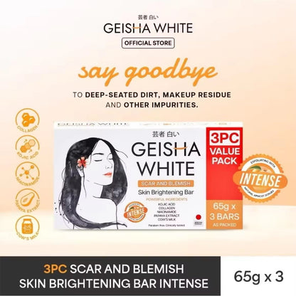 Geisha Whitening Intense Scar & Blemish Soap 65g x2 | Savon Éclat Anti-Taches – Lot de 2