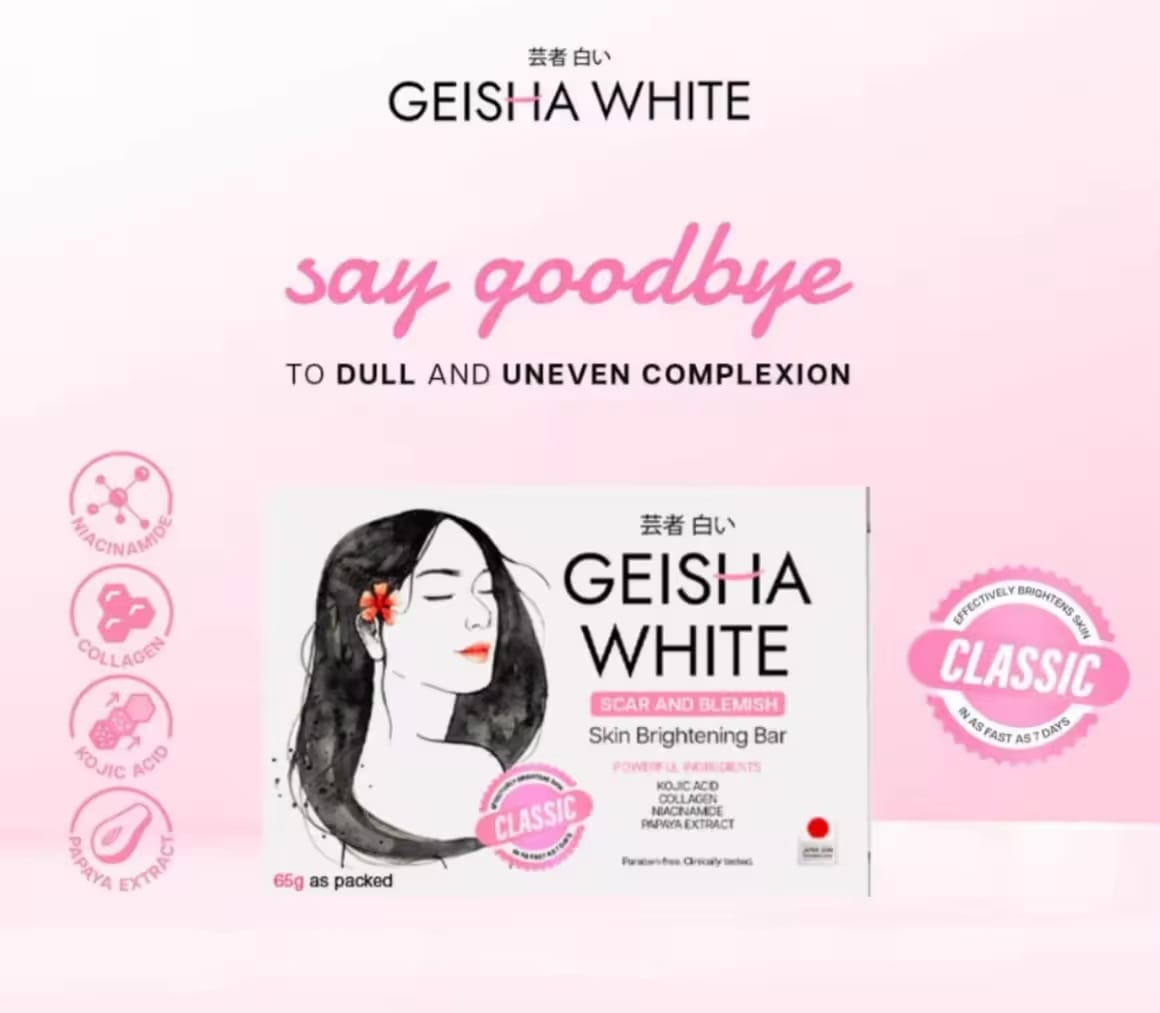 Geisha Whitening Classic Soap 65g x2 | Savon Éclat Original – Lot de 2